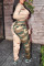 Red Casual Print Camouflage Print Patchwork O Neck Long Sleeve Two Pieces