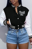 Red Fashion Casual Letter Embroidery Patchwork Outerwear