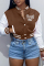 Brown Fashion Casual Letter Embroidery Split Joint Outerwear