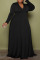 Black Casual Elegant Solid Patchwork V Neck A Line Plus Size Dresses