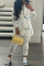 White Fashion Casual Print Buttons Turndown Collar Long Sleeve Two Pieces