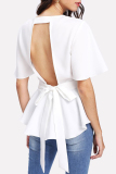 White Trendy Hollowed-out Shirts