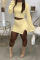 Light Yellow Casual Solid Patchwork Slit Half A Turtleneck Long Sleeve Two Pieces
