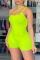 Green Yellow Sexy Casual Solid Color Suspender Skinny Romper