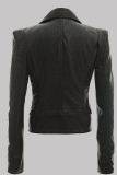 Black Fashion Casual Solid Patchwork Zipper Turndown Collar Outerwear