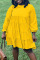 Yellow Casual Split Joint O Neck Princess Plus Size Dresses