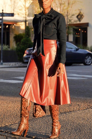 Black O Neck Long Sleeve Solid bow-knot washing