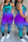 Blue Sexy Fashion Printed Short Sleeve Top Trousers Set