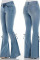 Deep Blue Casual Street Solid Bandage Split Joint High Waist Boot Cut Denim Jeans