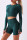 Ink Green Casual Sportswear Print Basic Long Sleeve Top Shorts Two-piece Set