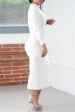 Black Fashion Casual Solid Bandage Hollowed Out O Neck Long Sleeve Dresses