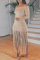 Light Khaki Sexy Casual Solid Tassel Off the Shoulder Long Sleeve Dresses