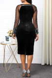 Black Sexy Fashion Stitching Sequin Dress