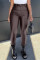 Brown Fashion Casual Solid Basic Skinny High Waist Pencil Trousers