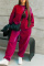 Red Fashion Casual Solid Patchwork O Neck Long Sleeve Two Pieces