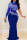 Blue Fashion Sexy Patchwork Hot Drilling See-through Turtleneck Evening Dress