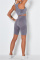 Grey Fashion Casual Solid Vests Sports Skinny Two-piece Set