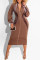 Green Fashion Casual Solid Split Joint Zipper Collar Long Sleeve Dresses