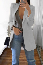 Grey Casual Long Sleeves Suit Jacket
