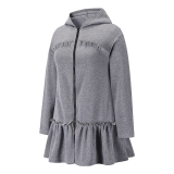 Grey Fashion Casual Solid Patchwork Hooded Collar Outerwear