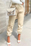 Apricot Fashion Casual Solid Basic Regular High Waist Trousers