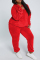 Red Fashion Casual Solid Basic Hooded Collar Long Sleeve Two Pieces