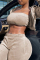 Camel Fashion Casual Solid Basic Hooded Collar Long Sleeve Three-piece Set