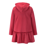 Red Fashion Casual Solid Patchwork Hooded Collar Outerwear