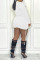 White Casual Solid Split Joint Buckle Fold Turndown Collar One Step Skirt Dresses