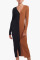 Black Brown Casual Solid Split Joint Buckle V Neck Straight Dresses