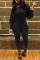 Black Casual Solid Patchwork Oblique Collar Long Sleeve Two Pieces