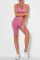 Pink Fashion Casual Solid Vests Sports Skinny Two-piece Set