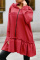 Red Fashion Casual Solid Split Joint Hooded Collar Outerwear