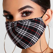 Black Fashion Plaid Print Patchwork Mask