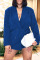 Light Blue Casual Solid Split Joint Buckle Turn-back Collar Outerwear