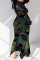 Camouflage Fashion Casual Print Asymmetrical Turtleneck Long Sleeve Dresses