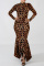 Camouflage Fashion Casual Print Asymmetrical Turtleneck Long Sleeve Dresses