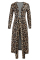 Leopard print Sexy Printing Cardigan Long Sleeve Trousers Suit