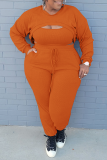 Black Sexy Solid Patchwork O Neck Plus Size Three Pieces