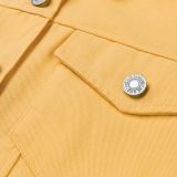 Yellow Street Style Solid Denim Jacket (Only Jacket)
