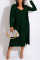 Ink Green Fashion Casual Solid Basic O Neck Long Sleeve Two Pieces