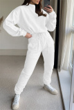 White Fashion Casual Solid Split Joint Turtleneck Long Sleeve Two Pieces