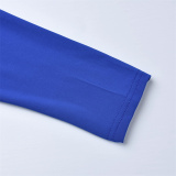 Blue Fashion Casual Print Basic O Neck Plus Size Two Pieces