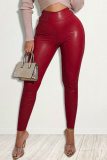 Brown Fashion Casual Solid Skinny High Waist Trousers