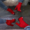 Red Fashion Hollowed Out Patchwork Solid Color Pointed Wedges Shoes