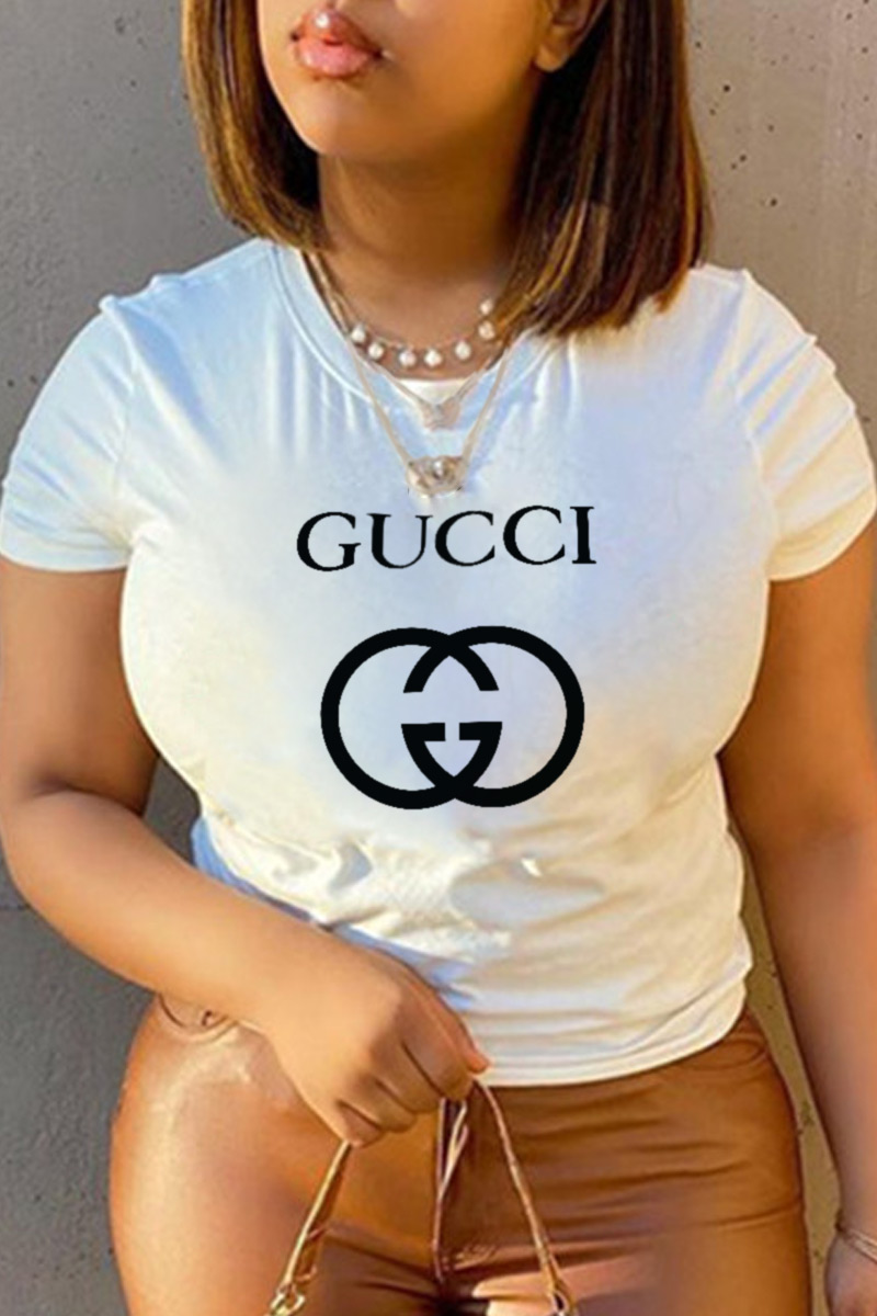 

White Street Sportswear Print Split Joint O Neck T-Shirts