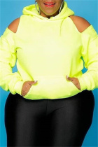 Yellow Sexy Casual Solid Backless Hooded Collar Tops