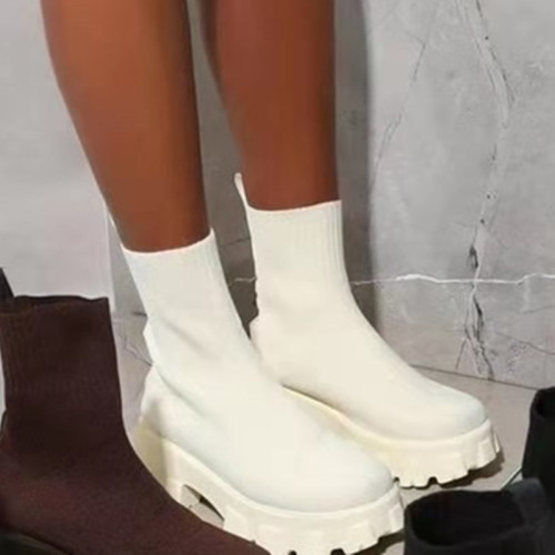 White Fashion Casual Patchwork Solid Color Keep Warm Boots