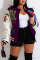 Purple Casual Street Print Patchwork Buckle Outerwear