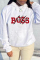 White Red Fashion Casual Letter Print Basic Hooded Collar Tops
